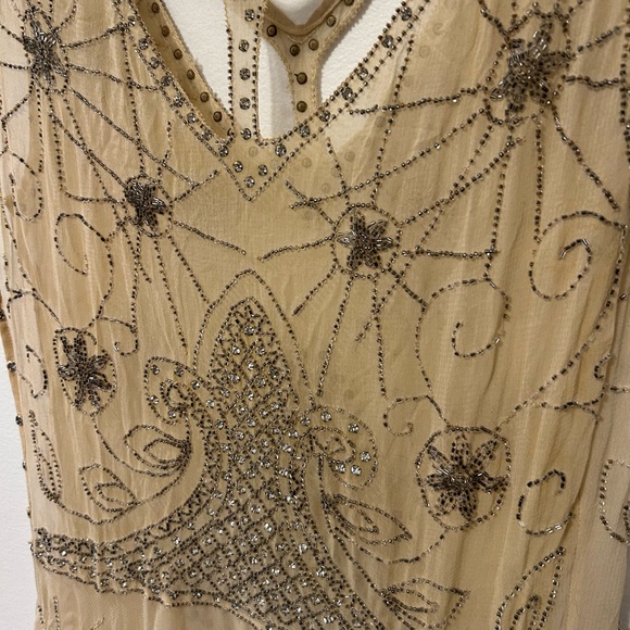 Rare  1920s Silk Hand Beaded Flapper Dress - Picture 2 of 9